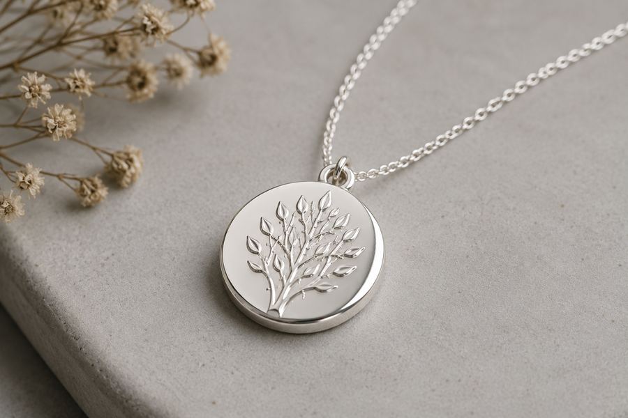 Hotový stříbrný přívěsek z metal clay na řetízku